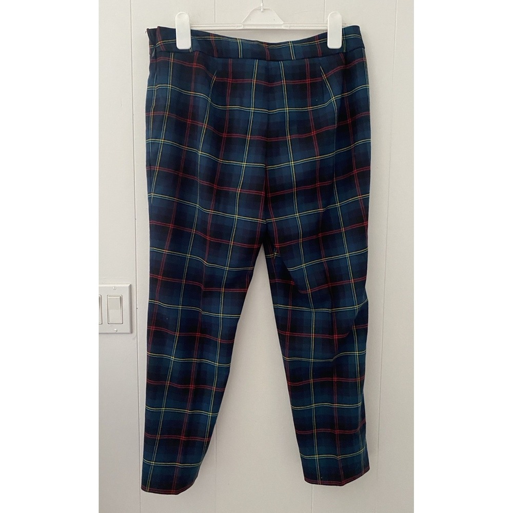 Talbots Heritage Wool Blend Women's Pants Sz 14P Green Red Preppy $189